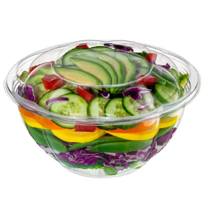 32oz  Bethy Disposable Rose/Salad Bowls with Airtight Lids
