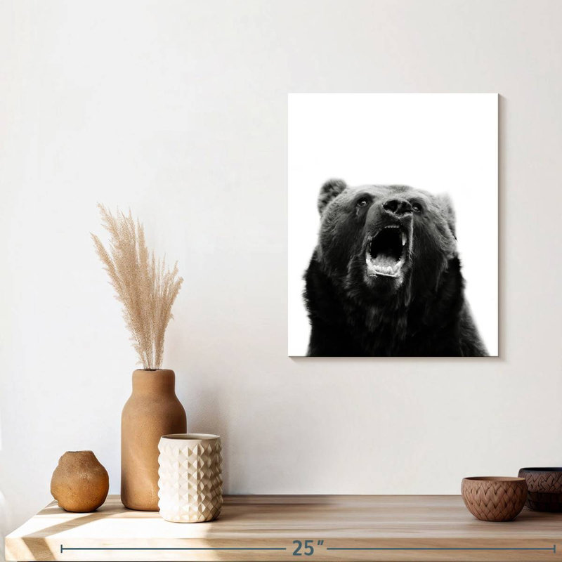 «Snarling Grizzly Bear» sur toile, H 12 po x l 15 po x P 1,25 po