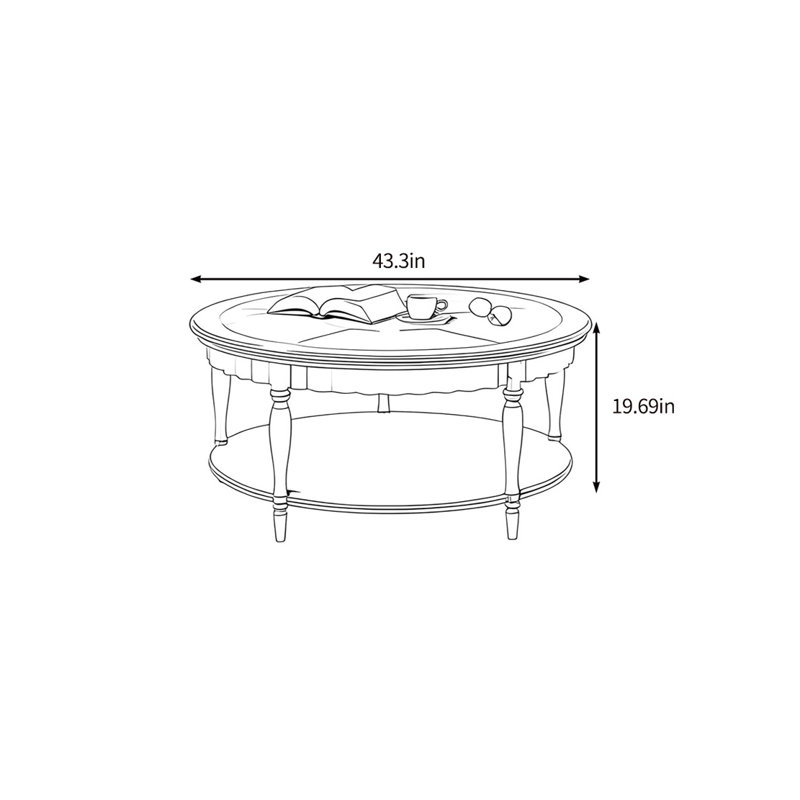 Glass-top coffee table, 19.69" H x 43.3" L x 43.3" W