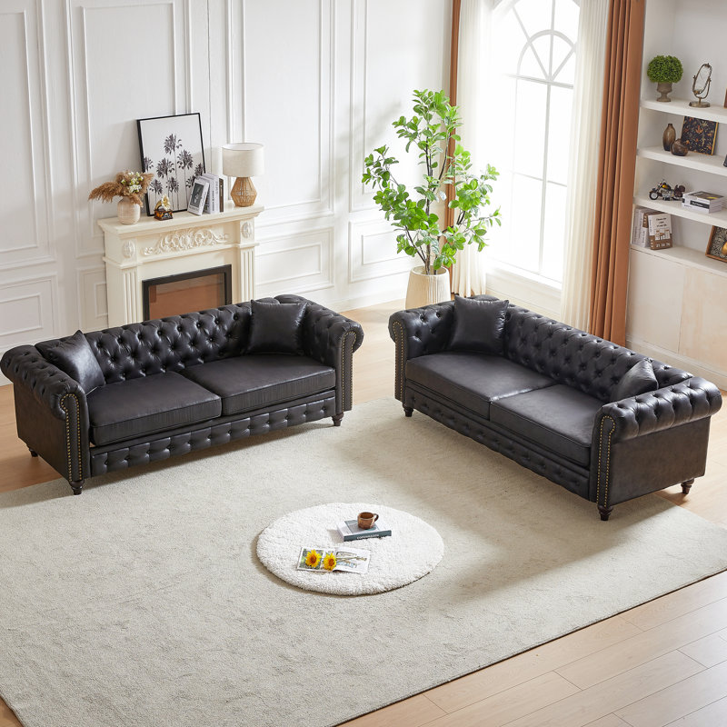 Tissu en chenille avec 6 sièges, structure en bois massif et pieds en métal doré pour la détente 6, Black