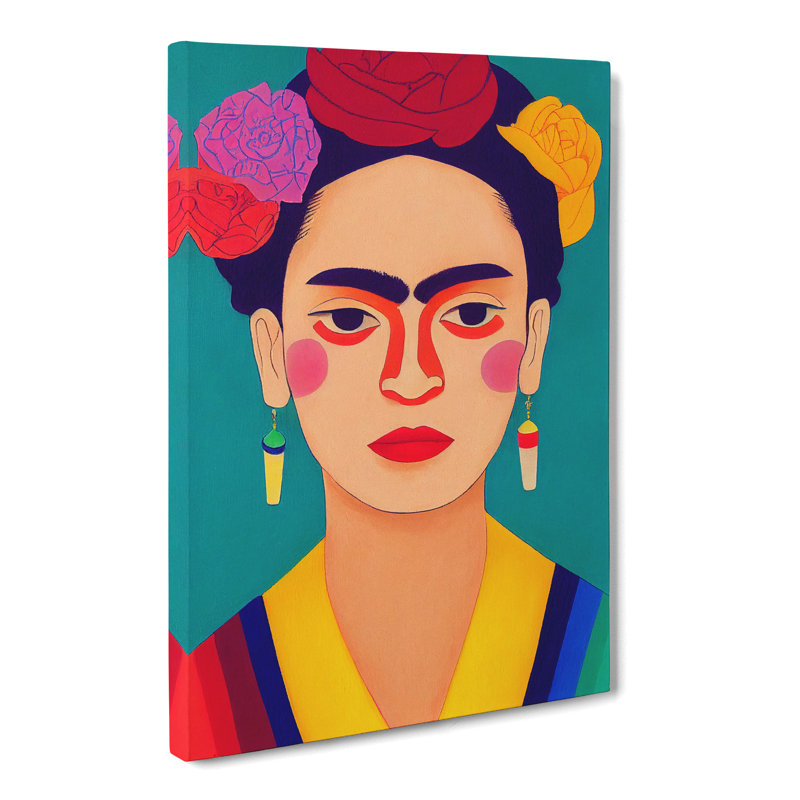 Frida Kahlo Block Colour - Wrapped Canvas, 60cm H x 40cm W x 3cm D