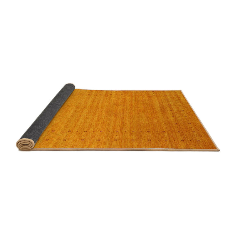 Tapis orange à motif abstrait, Rond 4 pi