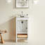 Ensemble de meuble-lavabo simple autoportant en bois massif 18 po avec lavabo intégré en céramique et 2 poignées-1354789678