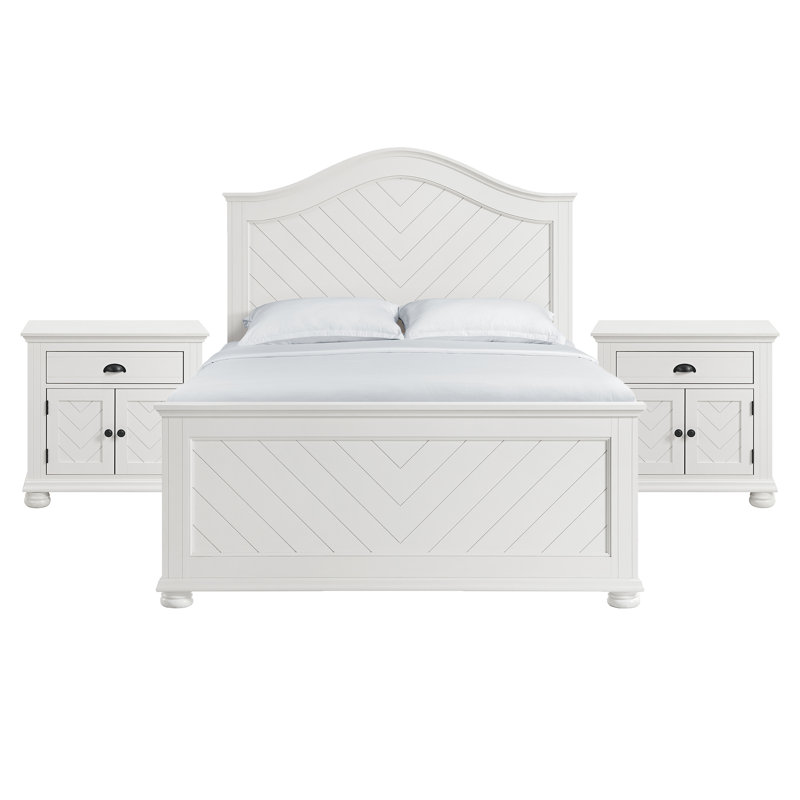 Briese Full 3PC Bedroom Set In White, Full, 3 Pcs: Bed, 2 Nightstands
