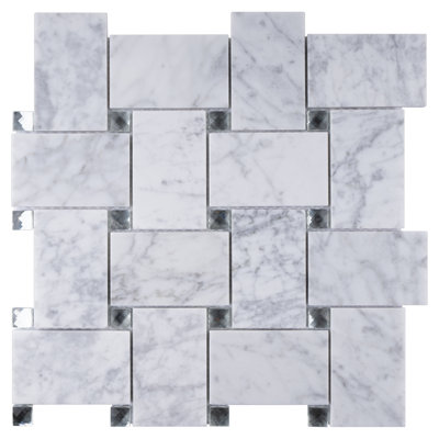 White Carrara Series 2" x 4" Marble Mosaic Wall Tile