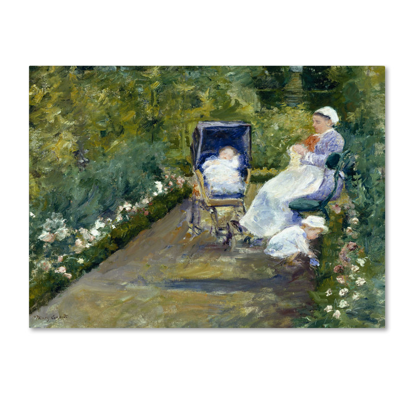 «Children In The Garden With Nanny», reproduction sur toile tendue, H 35 po x l 47 po