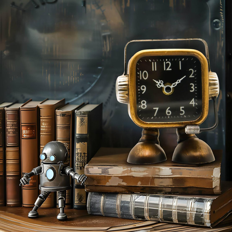 Retro Steampunk Style Robot Clock