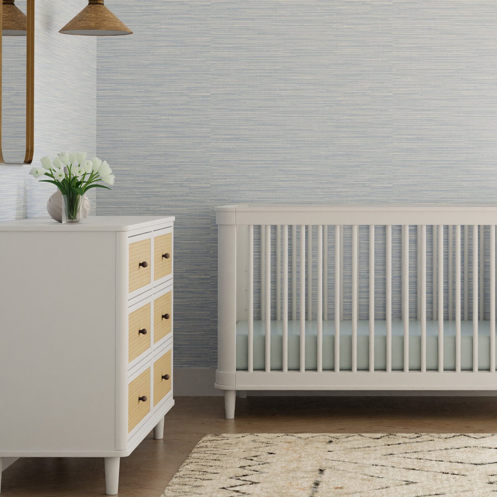 Marin 6 Drawer 19.49" W Dresser, Warm White/ Honey Cane