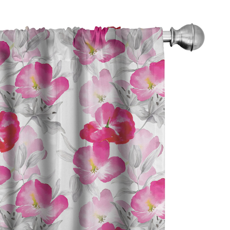 Floral Semi-Sheer Rod Pocket Sliding Panel, 28" x 84"