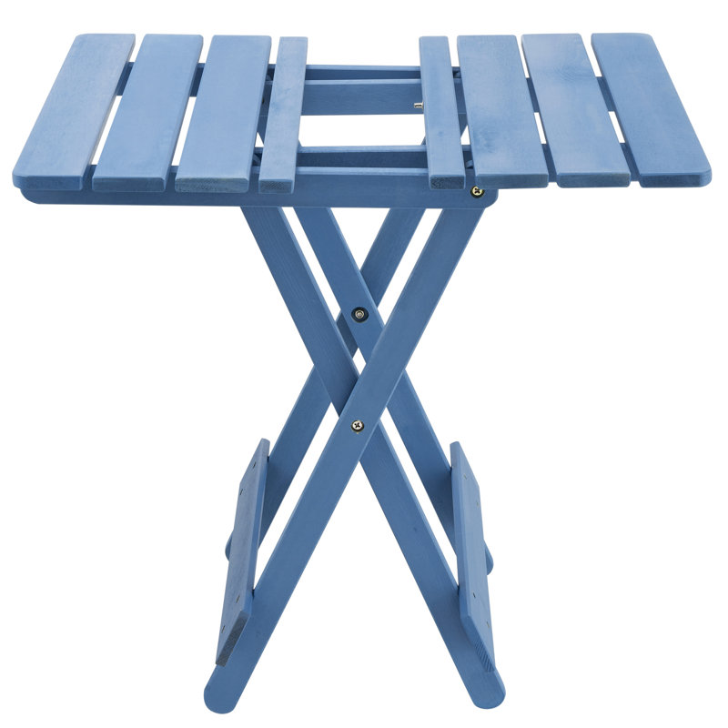 Table pliante en bois massif Backyard - Bleu, portable, peu encombrante, balcon bleu pour patio,
