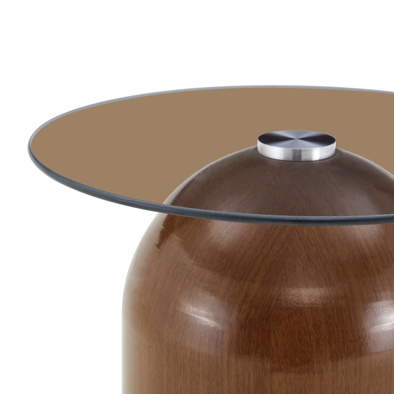 Glass Top Living Room Table Set, 2 PIeces: Side Table, Coffee Table, Brown