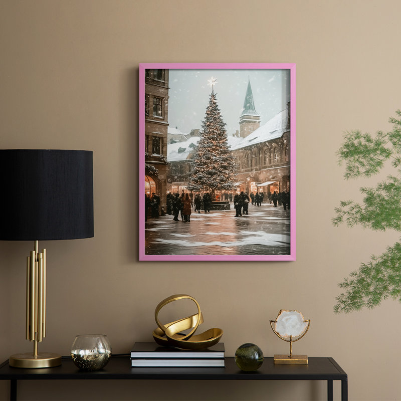 Art des Fêtes de Noël - série 2-CCCCL XXV III, reproduction encadrée - bois massif, H 30 po x l 24 po, Rose