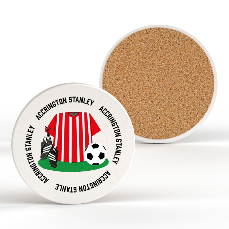 Minka Ceramic Round 1 Piece Coaster, Accrington Stanley Football Team Shirt & Boots