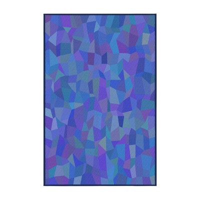 Tapis bleu/gris/rose à motifs