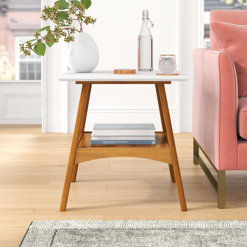 Table de bout Quint Mid Century Modern - Castanho / finition blanche
