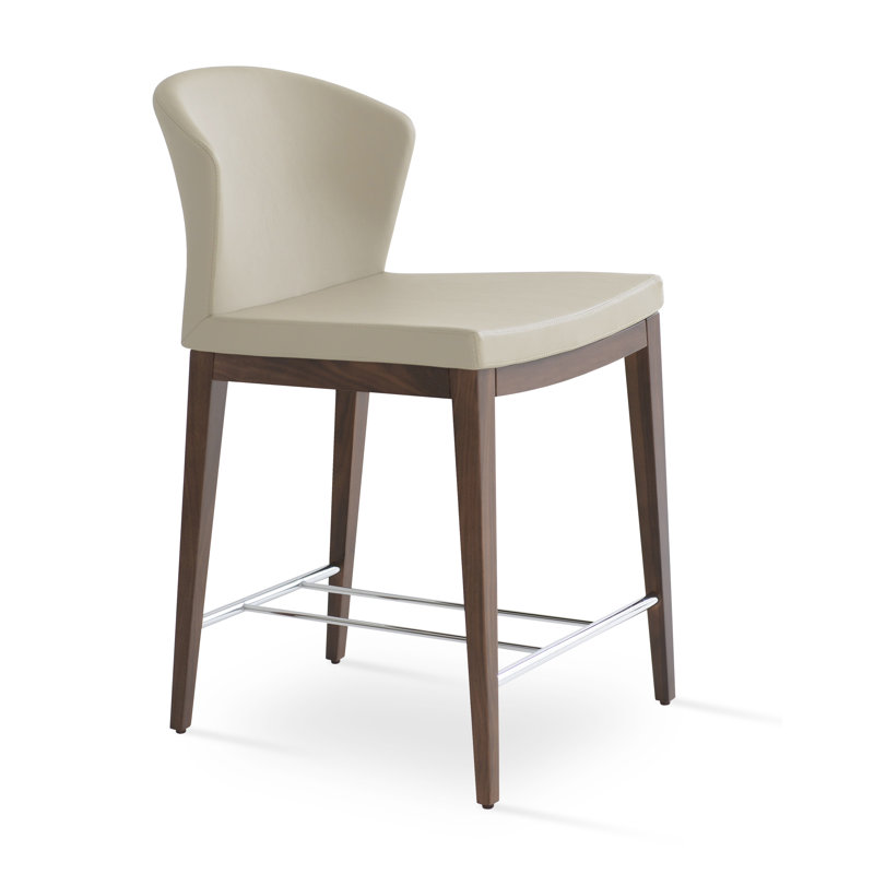 Tabouret de bar et de comptoir Capri, Similicuir os, Noyer, Tabouret de bar (siège d'une hauteur de 29 po)