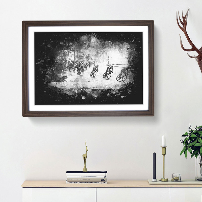 Tour de France Cycling - Picture Frame Graphic Art Print, 45cm H x 63cm W x 2cm D, Walnut Framed