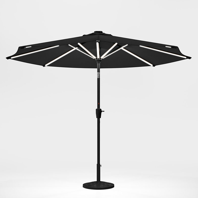 Aisyah 300cm Lighted Market Parasol, Dark Grey