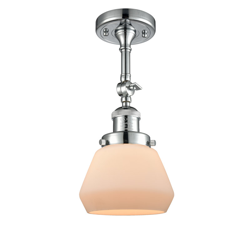 Chill Glass Semi Flush Mount, Polished Chrome, Matte White Cased