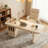 63" Modern Sculptural Executive Desk in Cream, Minimalist Writing Desk with 4 Solid Wood Drawers and Integrated-693771927
