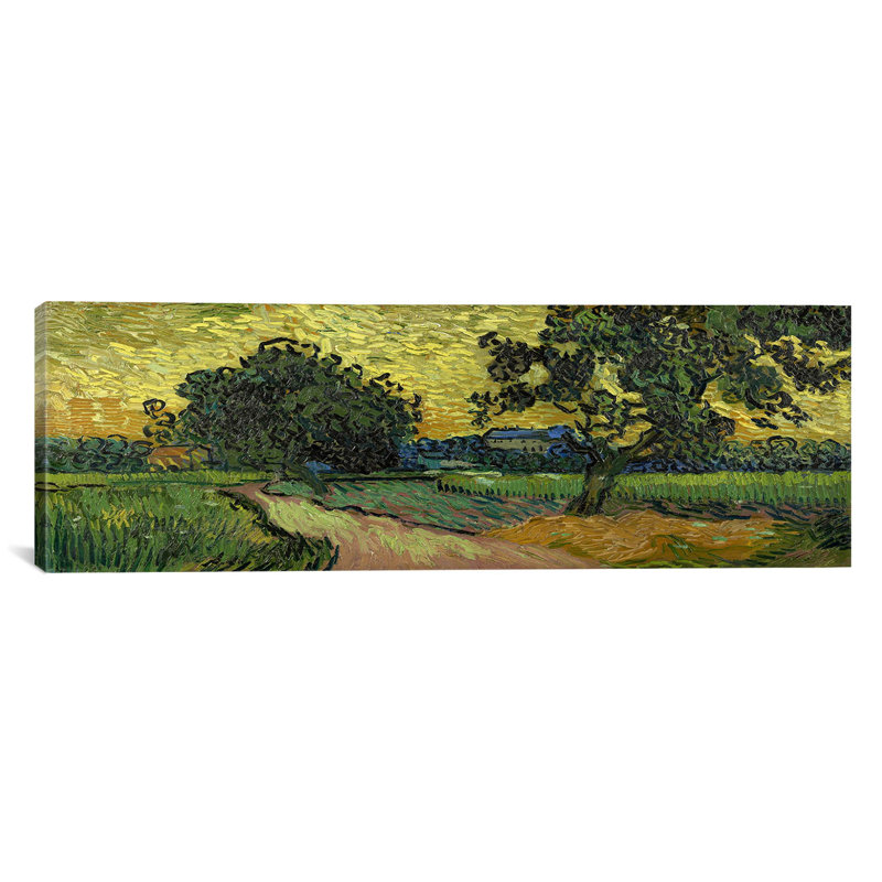 Paysage au crépuscule par Vincent Van Gogh - reproduction d'art sur toile, H 12 po x l 36 po x P 1,5 po, Toile tendue