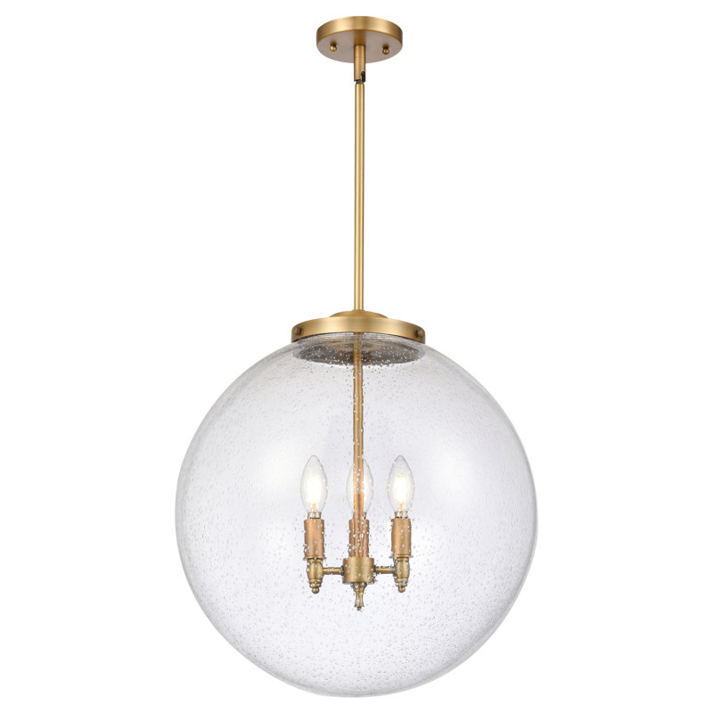 Luminaire suspendu sphère 3 lumières DEL Beacon, Laiton brossé, H 19 po x l 18 po x P 18 po, Grainé