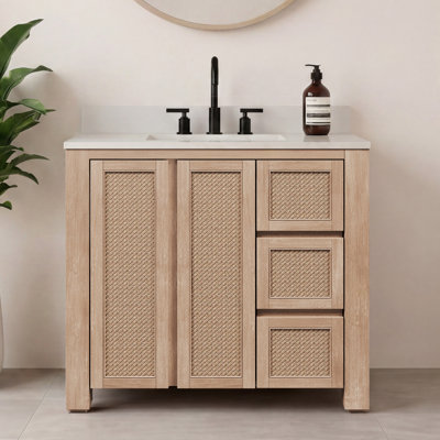 Belmont 36" Freestanding Single Bathroom Vanity With Engineered Marble Top And White Ceramic Basin
