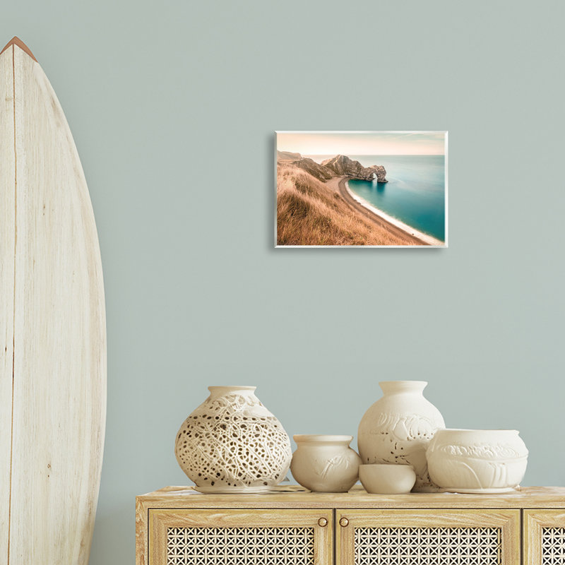 Beach With Arched Cove Wall Plaque Art by Nataly White, 10" H x 15" W