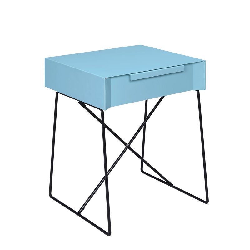 Emig End Table with Storage, Teal