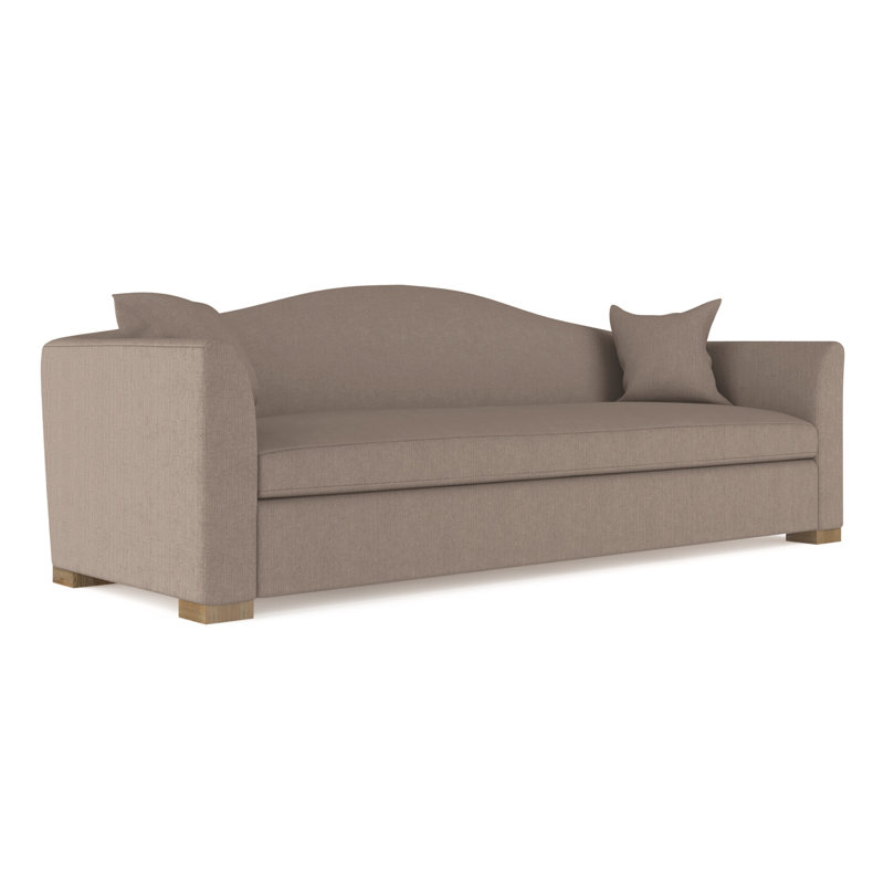 Horatio Camelback Taper Curved-Arm Sofa, Box Weave Linen Pumice, 33" H x 108" W x 36" D, Weathered