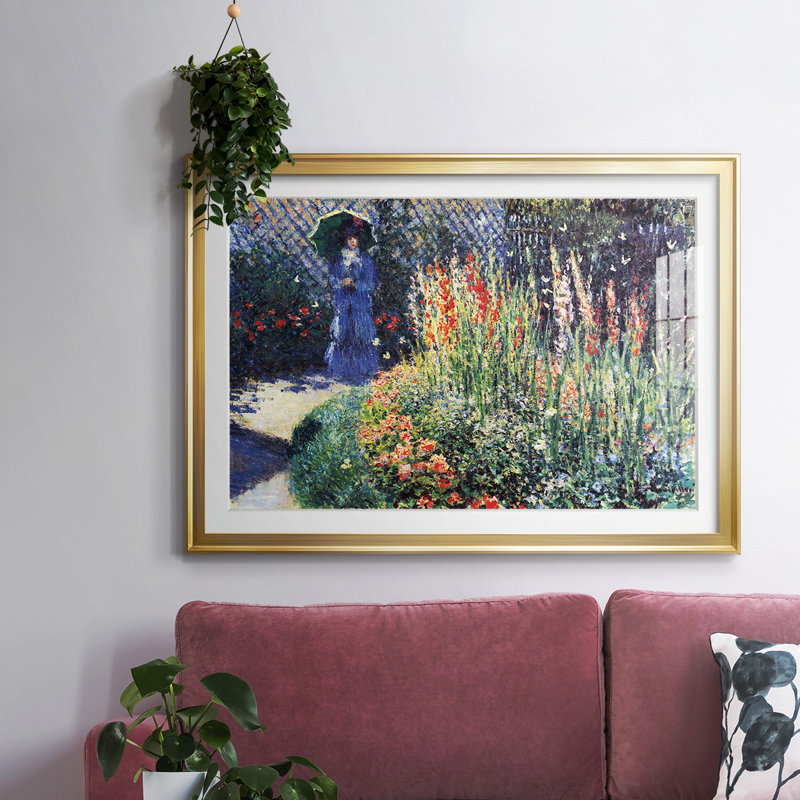 «Gladiolas», impression encadrée sur papier par Claude Monet, H 15 po x l 21 po x P 1,5 po, Or