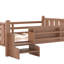 Lit double sur pied avec bibliothèques de rangement, lit pour enfant en bois massif, garde-corps et escalier, sans sommier, naturel-485079094-485079092