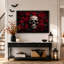 Toile grise grise entourée de roses rouges et d'art d'Halloween sur toile noire-1606574504