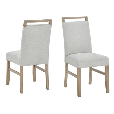 Tabitha Set Of 2 Light Oak Finish Dining Side Chairs With Light Gray Fabric