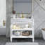Lavabo de salle de bain 35,6 po Mid-Century avec verre à motif et bande de capteur de mouvement, meuble-lavabo sur pied Farmhouse avec rangement, meuble-lavabo haut de gamme pour salle de bain