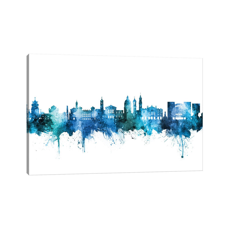 Nice France Skyline Blue Teal by Michael Tompsett - Wrapped Canvas Gallery-Wrapped Canvas Giclée, 20.32 cm H x 30.48 cm W