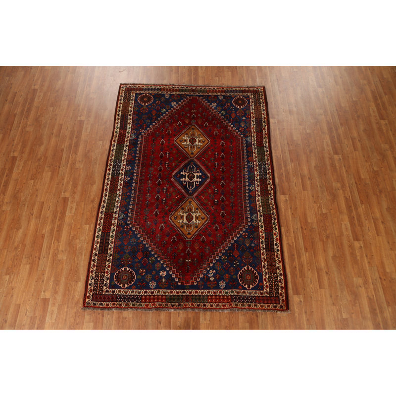 Tapis tribal rouge perse Abadeh Nafar noué à la main 6 x 9