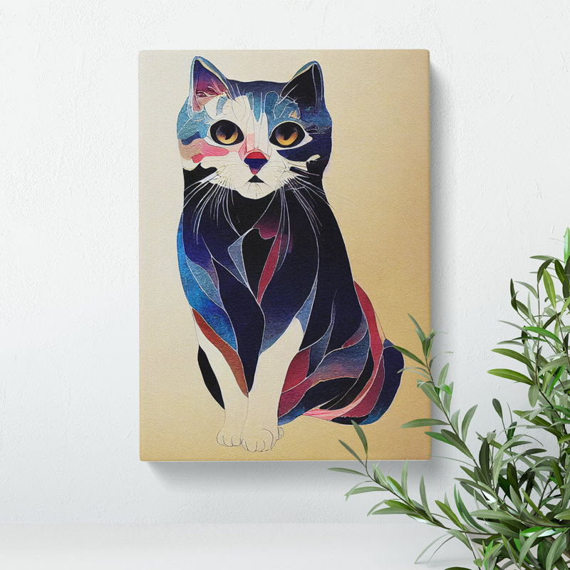 Cat In Watercolour No.1 - Wrapped Canvas, 76cm H x 50cm W