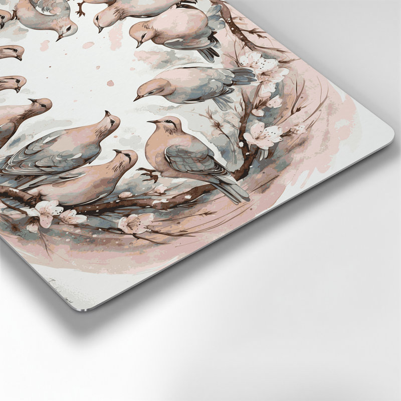 Birds Laughing Dove, art mural en métal beige, H 11 po x l 14 po