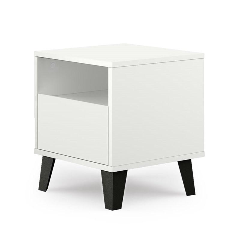 Sonay 40cm W Manufactured Wood Bedside Table, White
