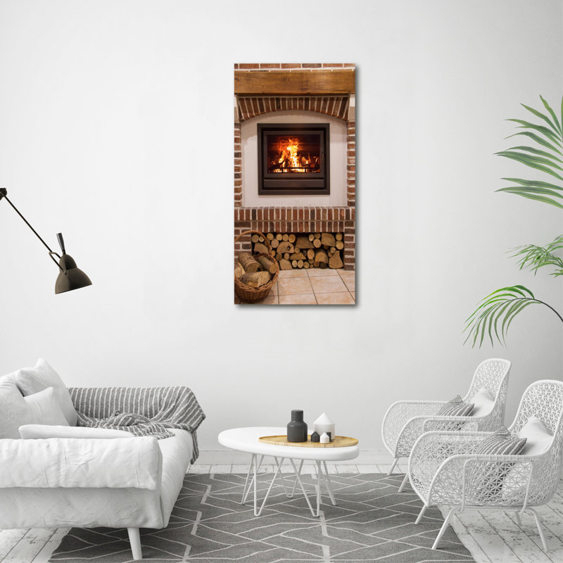 Fireplace - Wrapped Canvas Print