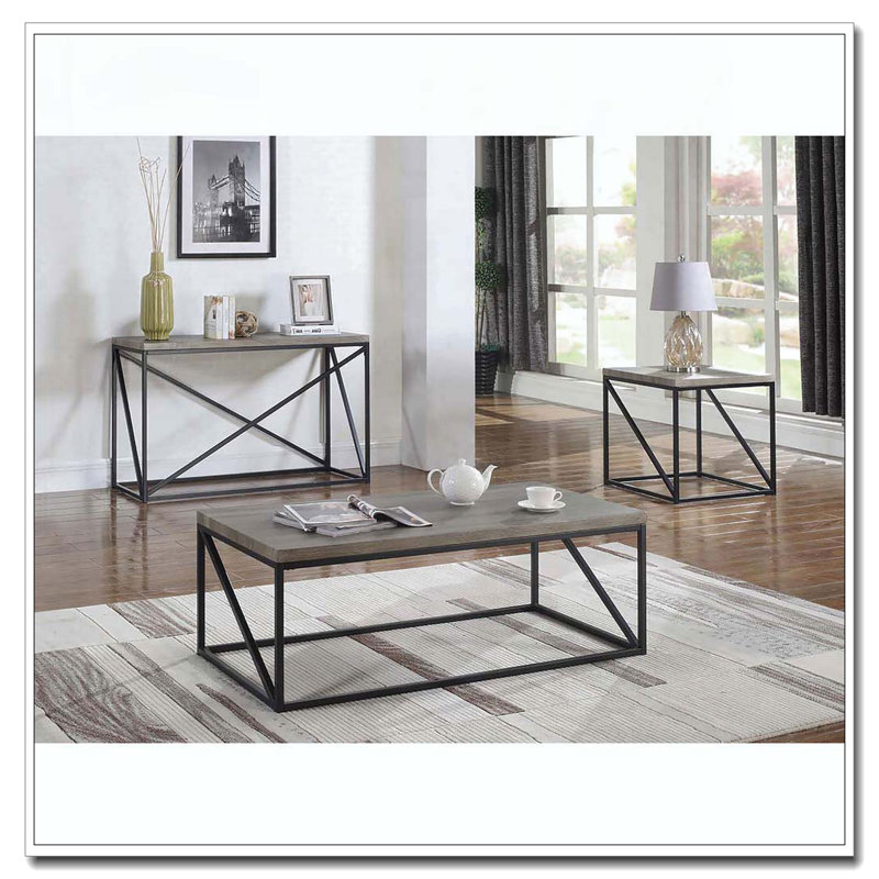 Table de canapé rectangulaire grise et noire Sonoma