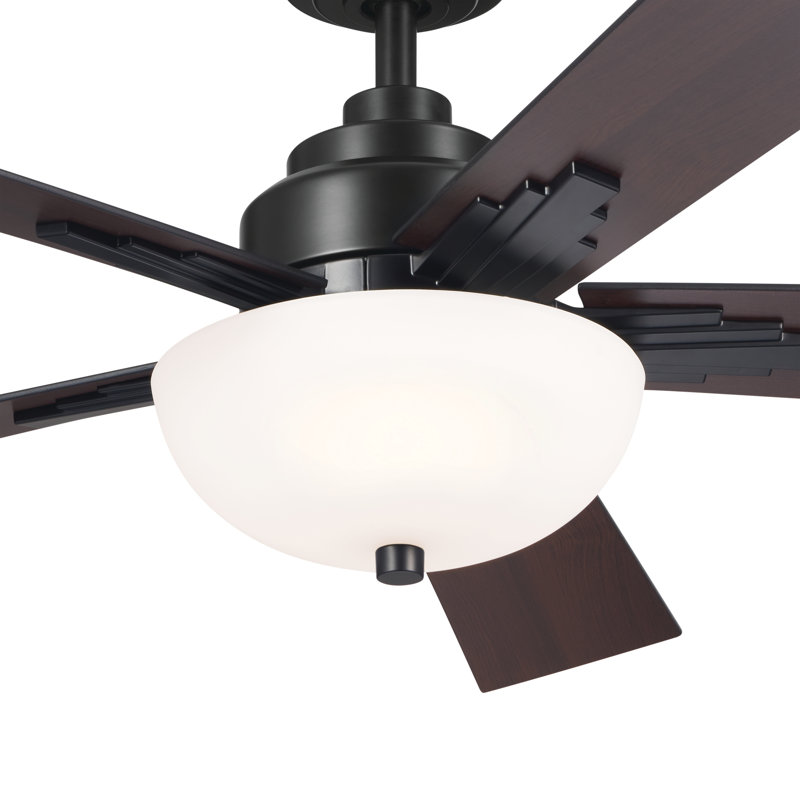Ventilateur de plafond standard à DEL à 5 pales de 52 po avec télécommande et ensemble d'éclairage inclus, Noir satiné
