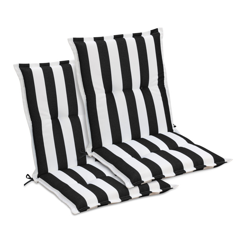  Outdoor Tufted Chair Cushions Set of 2, Black , 19.7" W x 18.5" D