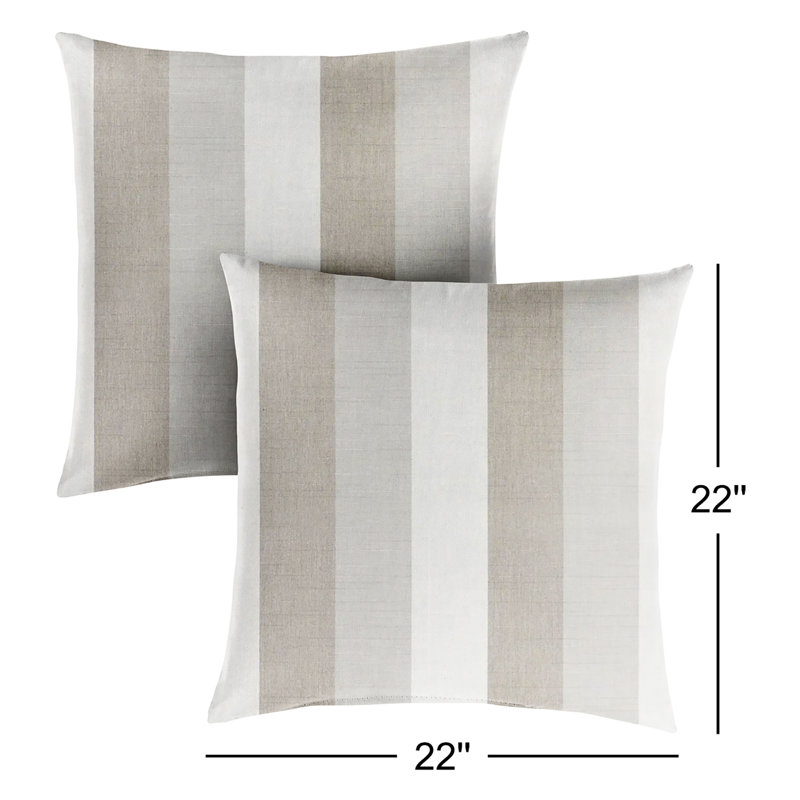 Tildi Striped Sunbrella® Outdoor Throw Pillow, Direction Linen, 22" x 22"