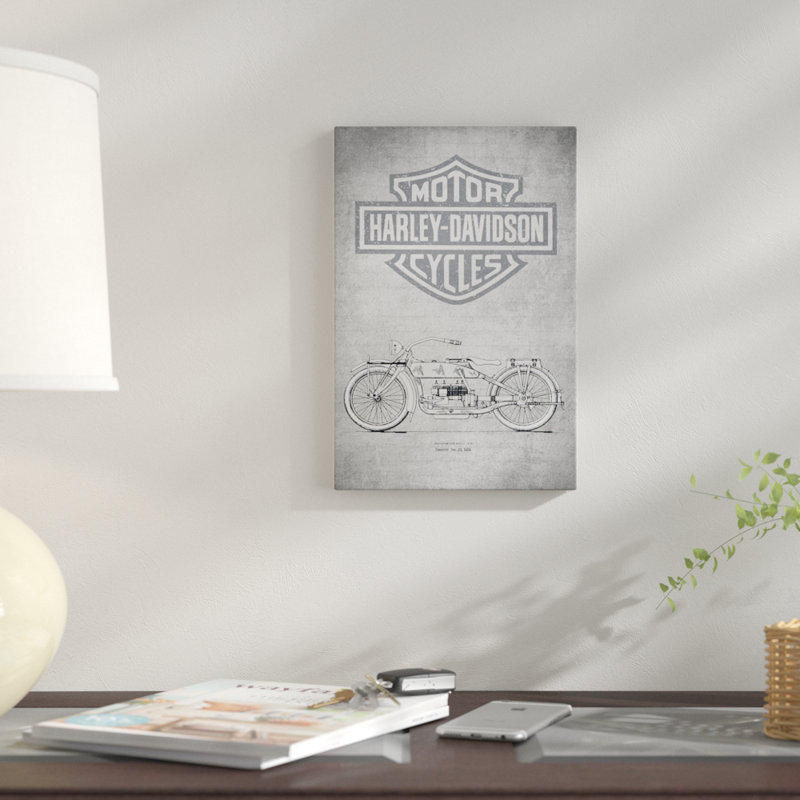 «Harley-Davidson Motorcycles I», impression sur toile, H 12 po x l 8 po x P 0,75 po, Pas de tapis, Toile tendue