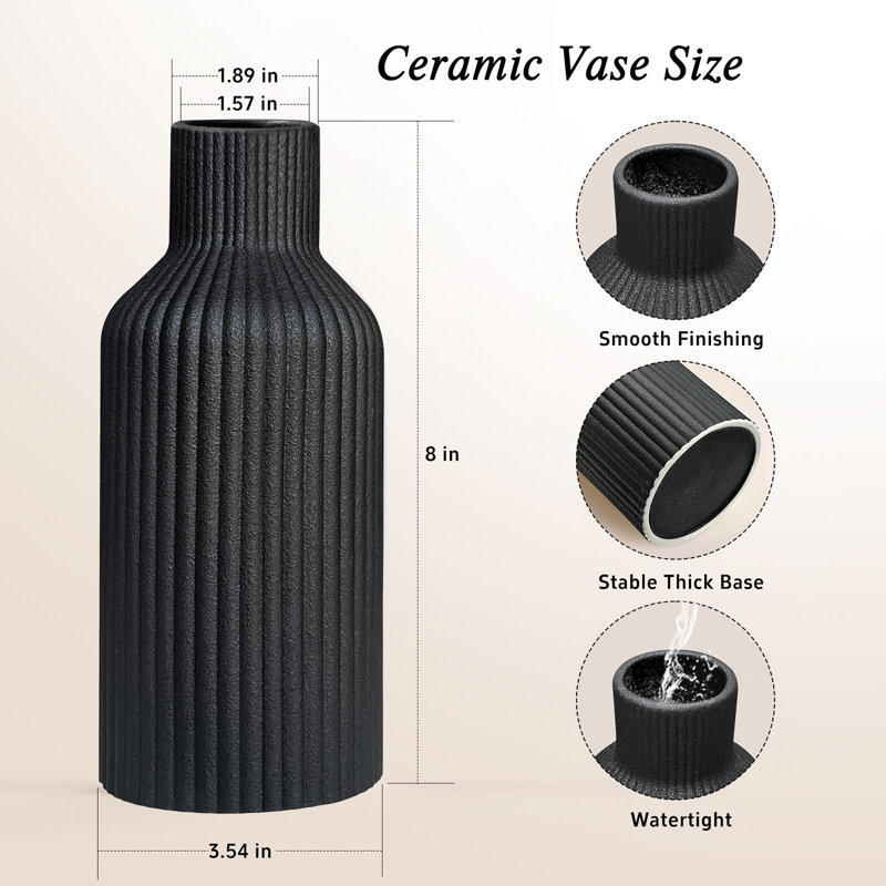 Vase en céramique simple, Noir