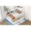 Lit de jour simple avec deux tiroirs de rangement, armoires de rangement et ports USB