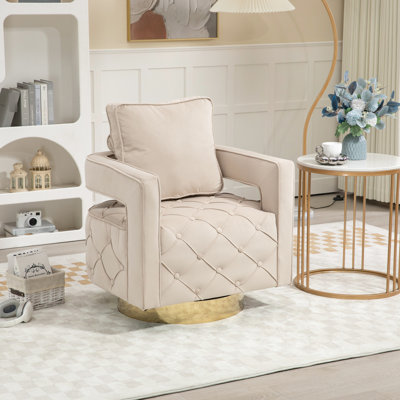 Fauteuil rotatif à 360 degrés en velours. , Bouton, pour un fauteuil de bureau moderne. Rotation, maison et utilisation confortables
