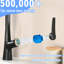 Robinet de cuisine monotrou, noir, mat, 3 fonctions, 360 °, interrupteur à une touche, 8,42 po Profondeur du produit, débit maximal de 1,8 gallon par minute, tuyau rétractable de 23,6 po, modes d'eau, levier rétractable-2134392367